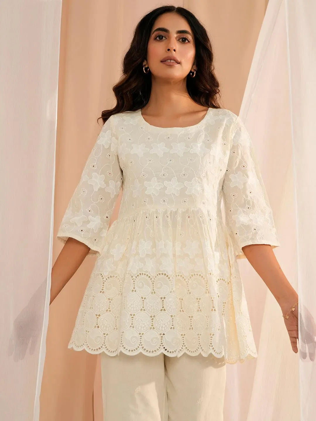 1_1741d4d0-f88a-4be6-b7f3-802d5c2e698d.webp Zoya Off White Embroidered Cotton A-Line Kurti - Image 1
