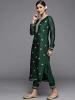 Green Yoke Design Silk Kurta - Image 2